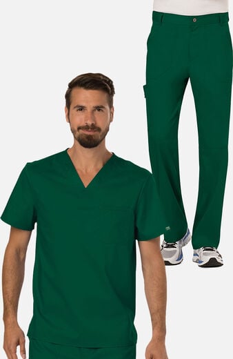 Men's Scrub Set: Chest Pocket V-Neck Top & Zip Fly Cargo Pant Men's Scrub Set: Chest Pocket V-Neck Top & Zip Fly Cargo Pant