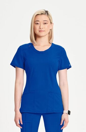 Women's Split Round Neck Solid Scrub Top Women's Split Round Neck Solid Scrub Top