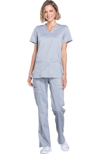 Women's Scrub Set: 3-Pocket V-Neck Stretch Top & Drawstring Flare Pant Women's Scrub Set: 3-Pocket V-Neck Stretch Top & Drawstring Flare Pant
