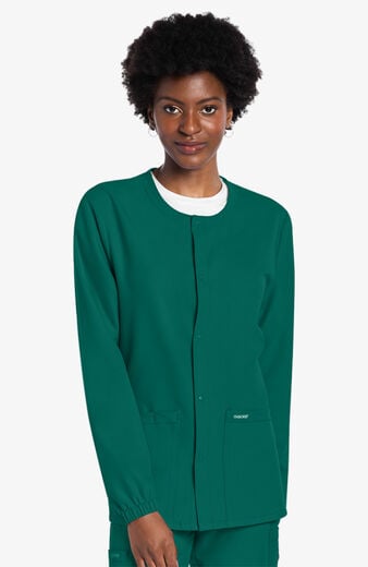 Unisex Snap-Front Crew Neck Scrub Jacket Unisex Snap-Front Crew Neck Scrub Jacket