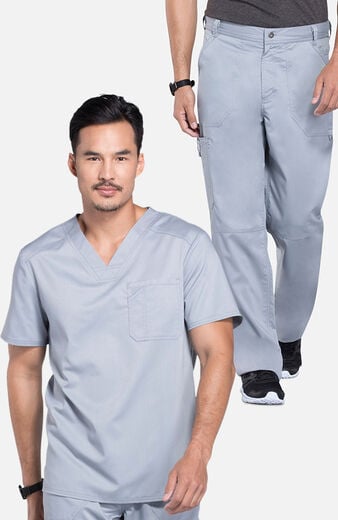 Men's Scrub Set: Chest Pocket V-Neck Top & Zip Fly Cargo Pant Men's Scrub Set: Chest Pocket V-Neck Top & Zip Fly Cargo Pant