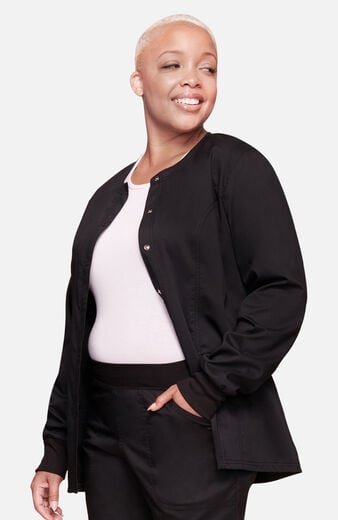 Women's Snap Front Crew Neck Scrub Jacket Women's Snap Front Crew Neck Scrub Jacket