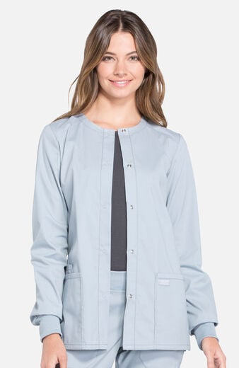 Women's Snap Front Warm-Up Solid Scrub Jacket Women's Snap Front Warm-Up Solid Scrub Jacket