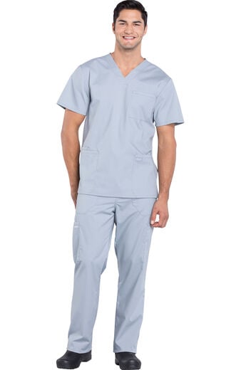 Men's Scrub Set: Utility 4-Pocket V-Neck Top & Zip Fly Drawstring Pant Men's Scrub Set: Utility 4-Pocket V-Neck Top & Zip Fly Drawstring Pant