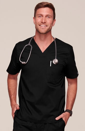 Men's V-Neck Chest Pocket Solid Scrub Top Men's V-Neck Chest Pocket Solid Scrub Top