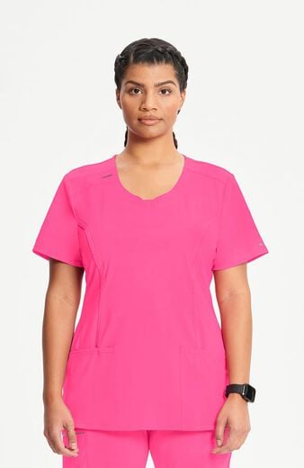 Women's Split Round Neck Solid Scrub Top Women's Split Round Neck Solid Scrub Top