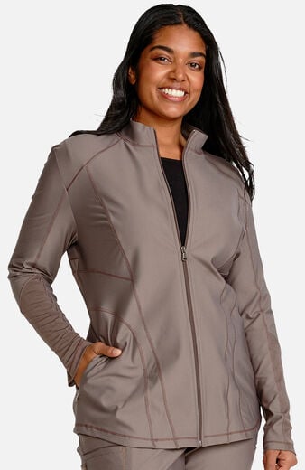 Women's Mesh Panel Zip Front Scrub Jacket Women's Mesh Panel Zip Front Scrub Jacket