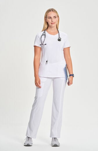 Women's Split Round Neck Solid Scrub Top Women's Split Round Neck Solid Scrub Top