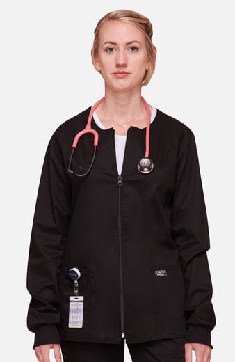 Women's Zip Front Warm Up Solid Scrub Jacket Women's Zip Front Warm Up Solid Scrub Jacket