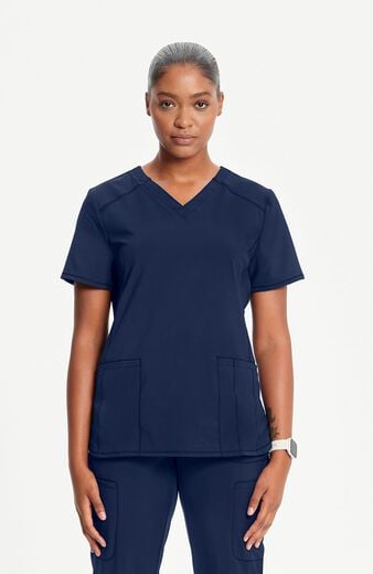 Women's 2-Pocket Shirttail Knit V-Neck Scrub Top Women's 2-Pocket Shirttail Knit V-Neck Scrub Top