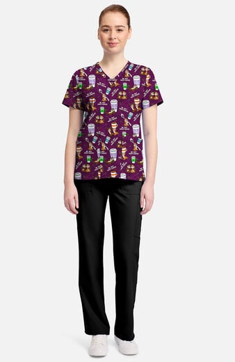 Women's But Coffee First Print Scrub Top Women's But Coffee First Print Scrub Top