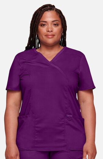 Women's Shaped 3-Pocket Mock Wrap Scrub Top Women's Shaped 3-Pocket Mock Wrap Scrub Top
