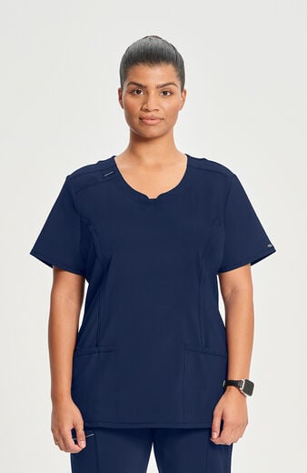 Women's Split Round Neck Solid Scrub Top Women's Split Round Neck Solid Scrub Top