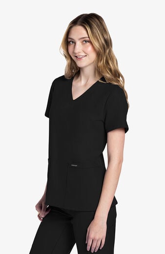 Women's Scrub Set: Rounded V-Neck Top & Pull-On Slim Leg Cargo Pant Women's Scrub Set: Rounded V-Neck Top & Pull-On Slim Leg Cargo Pant