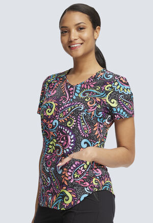 Painted Paisley V-Neck Print Top