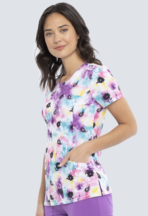 Painted Petals Round Neck Top, , large