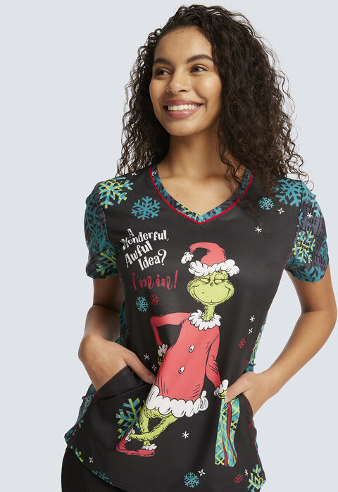 The Grinch I'm In V-Neck Top, , large