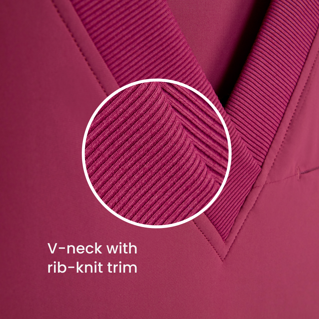 V-neck with rib-knit trim