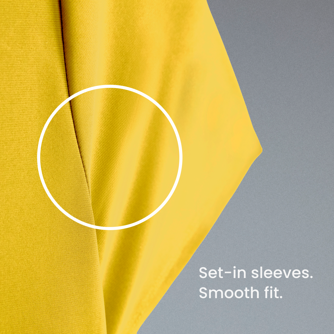 Set-in sleeves. Smooth fit.