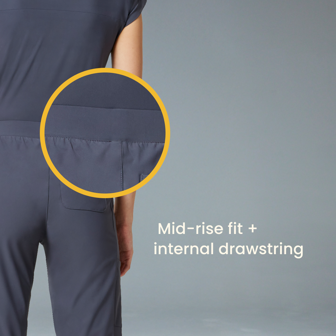Mid-rise fit + internal drawstring