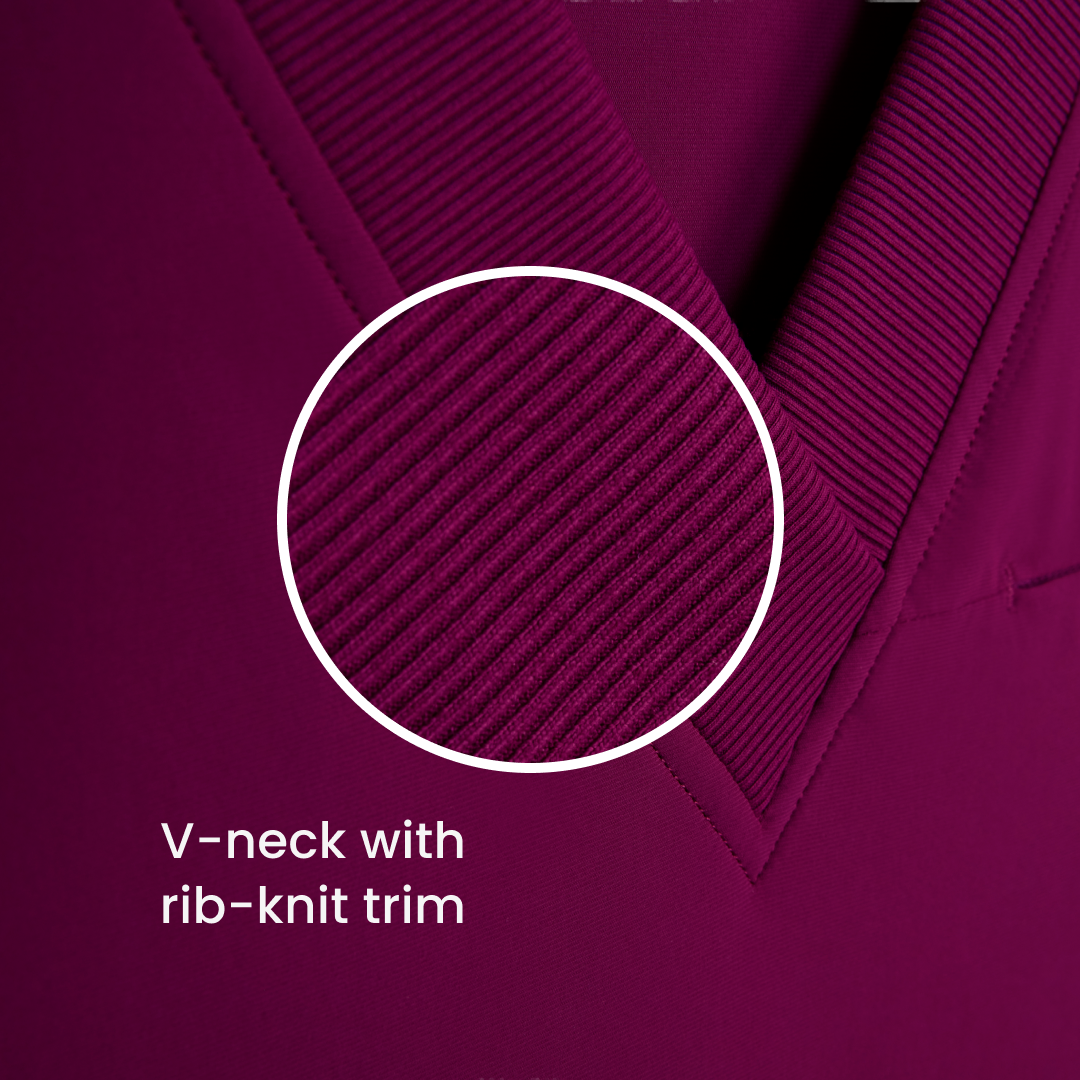 V-neck with rib-knit trim