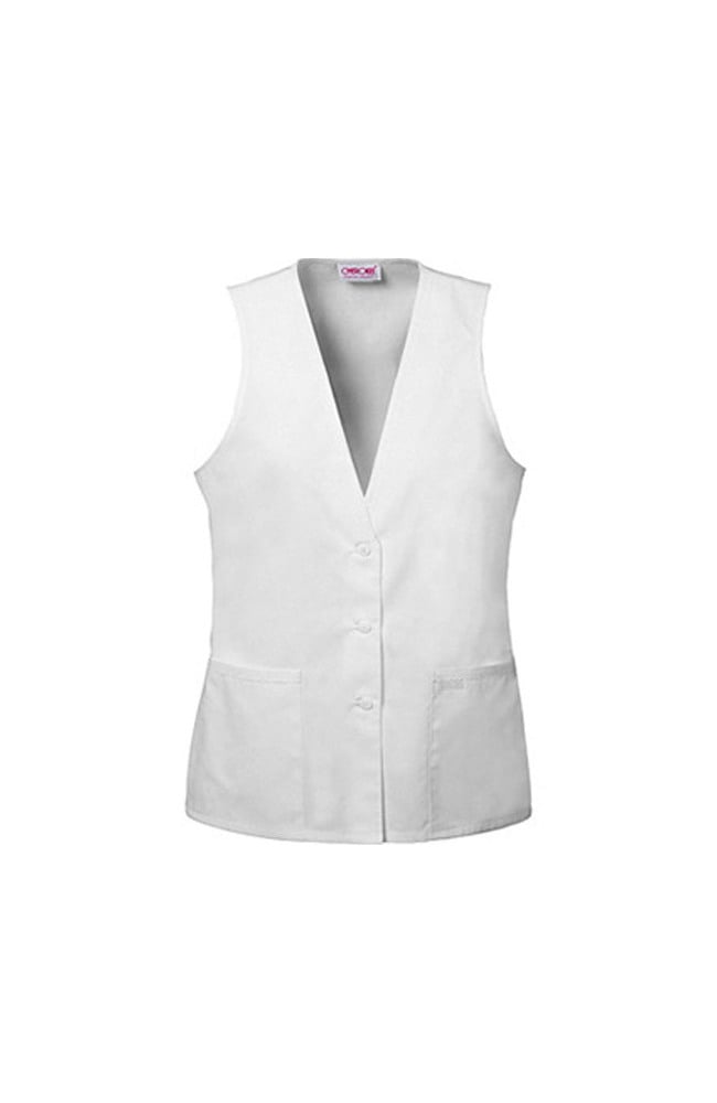 Cherokee Women's Professional Whites Button-Front Vest Solid Scrub