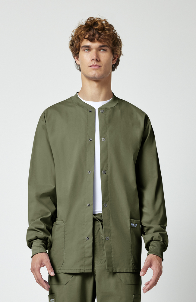 Men's Snap Front Warm-Up Solid Scrub Jacket