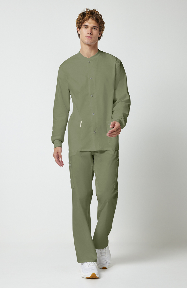 Men's Snap Front Warm-Up Solid Scrub Jacket