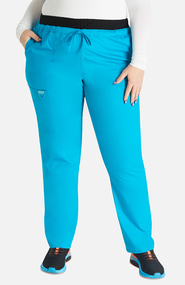 CHEROKEE Pantaloni Donna Vita Media Con Gamba Affusolata – Modello Form, Tinte, Coulisse E Tasche Multiple, Colore Caribbean Blue, Taglia S - 2