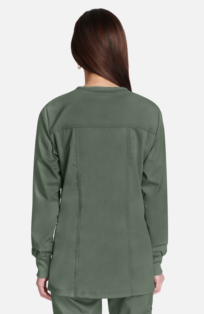 Women's Snap Front Scrub Jacket with Rib Knit Cuffs| Cherokee Women's Snap Front Scrub Jacket with Rib Knit Cuffs| Cherokee