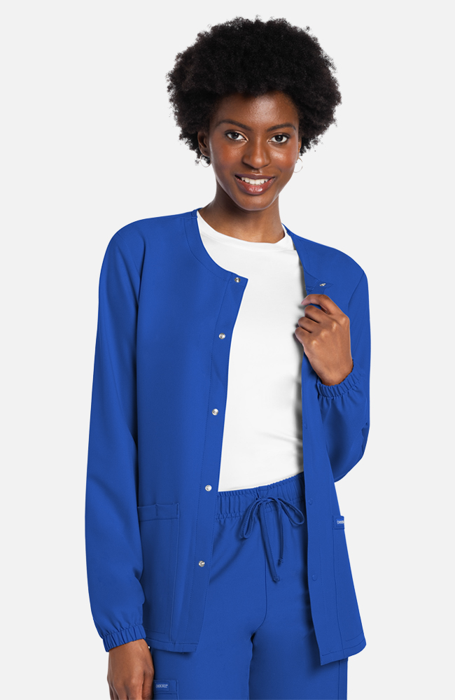 Unisex Snap-Front Crew Neck Scrub Jacket | Cherokee Uniforms