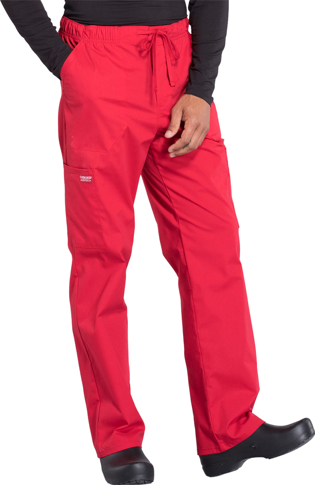 ♥KRY 「SINOKUBO」 /ハーネス付き フロントZIPサルエルパンツ 赤 Men's Scrub Set: V-Neck Utility Solid Top & Zip Fly