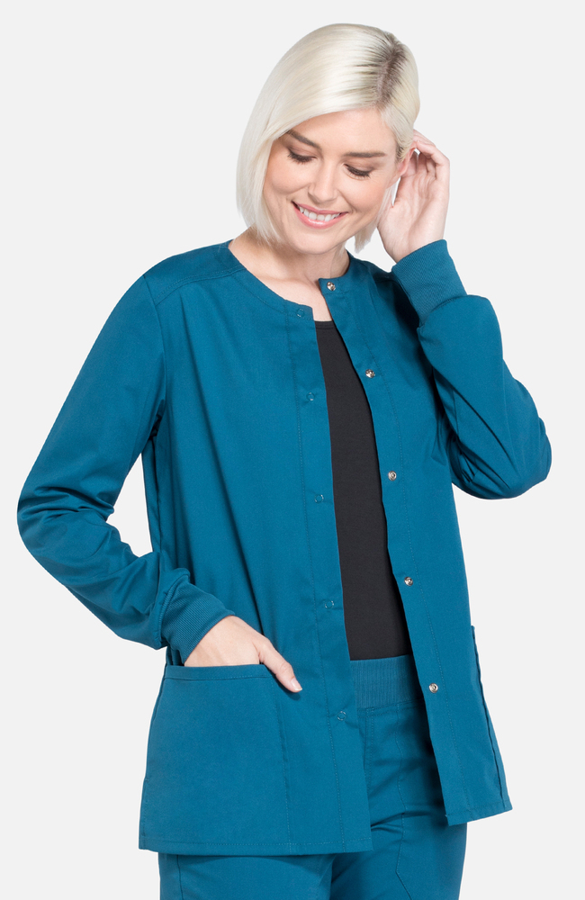 ウェア aaas Women's Snap Front Warm-Up Solid Scrub Jacket