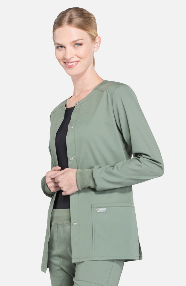 Women's Snap Front Warm-Up Solid Scrub Jacket