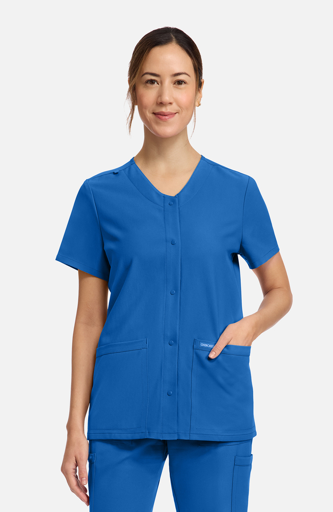 Women's 2-Pocket Snap Front V-Neck Scrub Top | Cherokee Uniforms