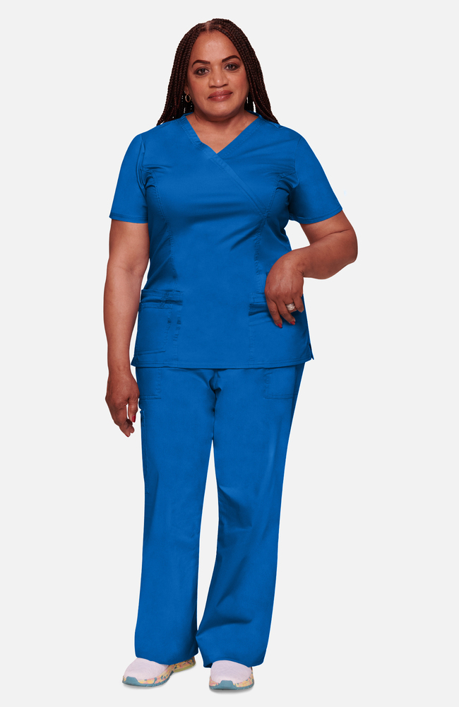 Women's Mock Wrap Princess Seam Solid Scrub Top Cherokee Uniforms